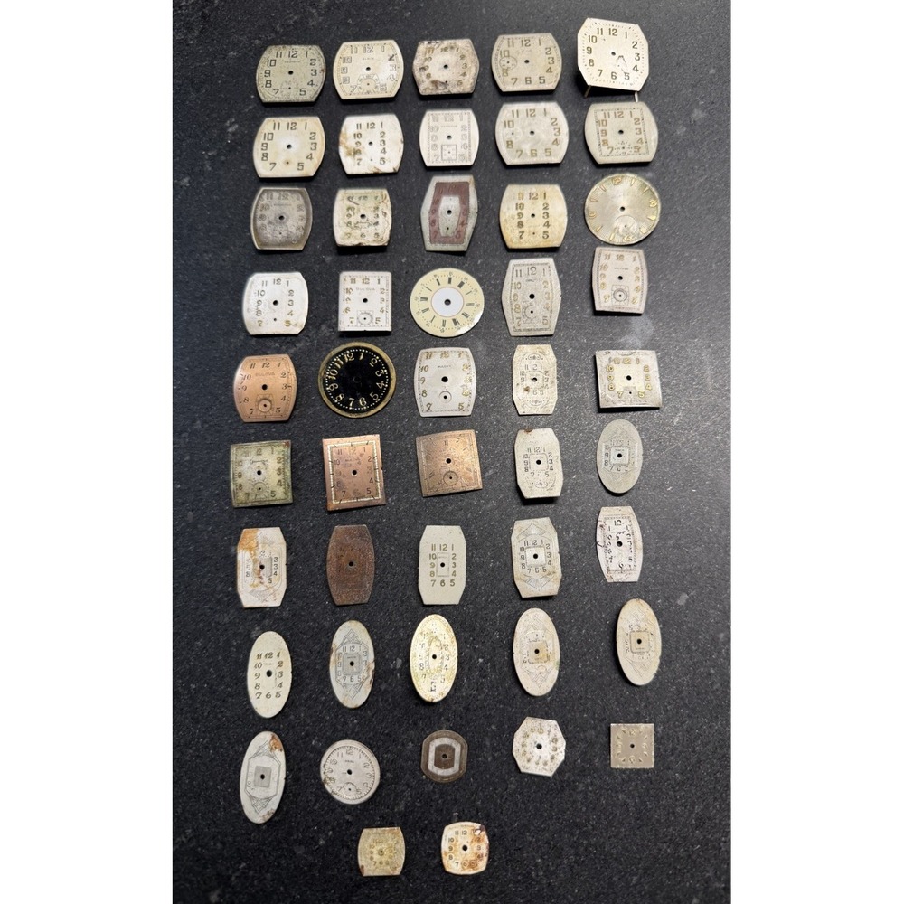 Watch Dial Lot 47 Pieces Bulova Elgin Waltham Gruen Art Deco Parts